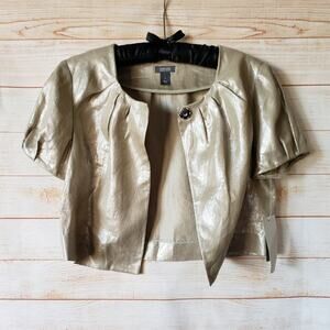 Kenneth Cole Reaction 100% Linen Metallic Short Sleeve Shrug Cover